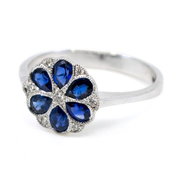 Art Deco Style 0.40ct Sapphire and Brilliant Cut Diamond Ring