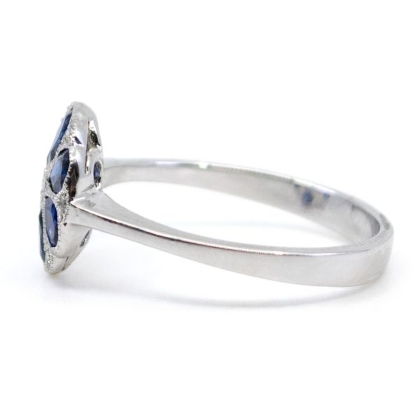 Art Deco Style 0.40ct Sapphire and Brilliant Cut Diamond Ring
