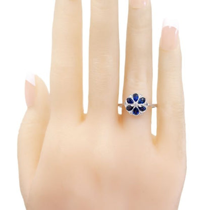 Art Deco Style 0.40ct Sapphire and Brilliant Cut Diamond Ring