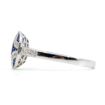 Art Deco Style Sapphire and Brilliant Cut Diamond Ring
