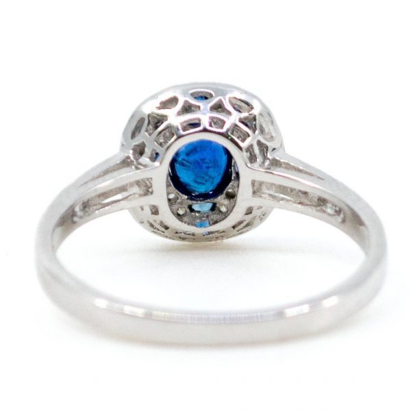 Art Deco Style Sapphire and Brilliant Cut Diamond Ring