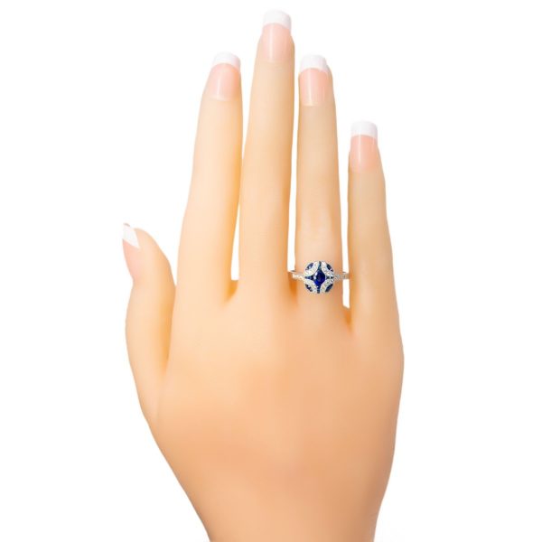 Art Deco Style Sapphire and Brilliant Cut Diamond Ring