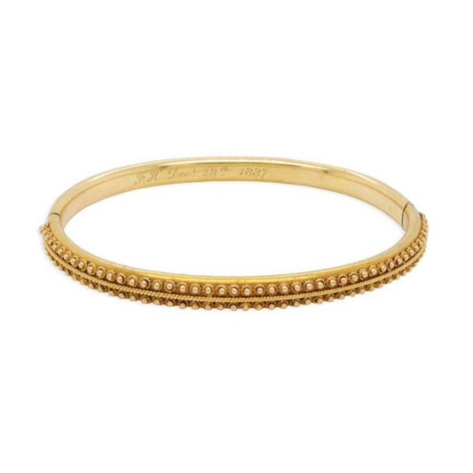 Antique Victorian 15ct Yellow Gold Bangle, Circa 1881