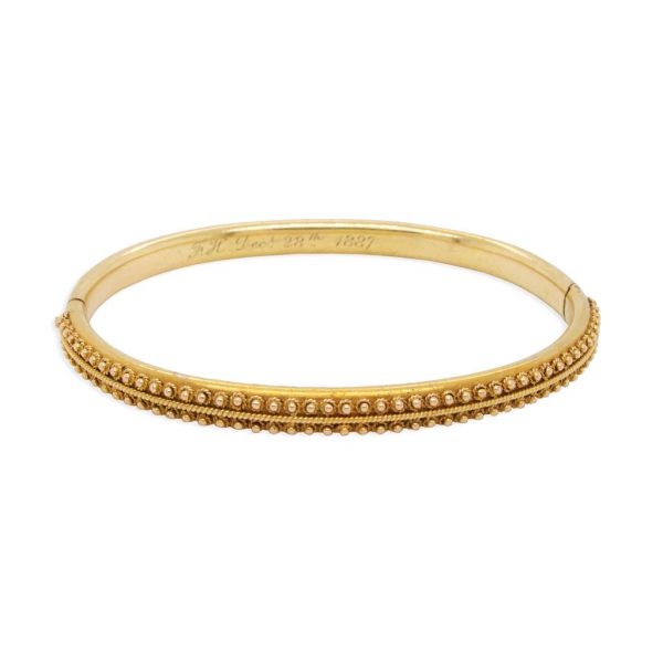 Antique Victorian 15ct Yellow Gold Bangle, Circa 1881