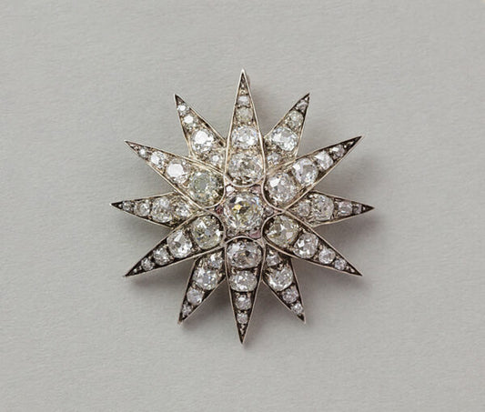 Antique 4.5ct Old Cut Diamond Star Brooch Come Pendant