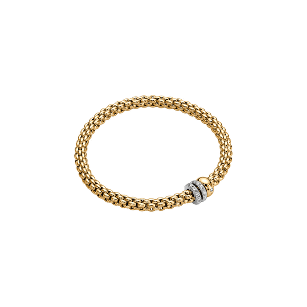 FOPE SOLO 18 Carat Yellow Gold Flex it Bracelet With Diamond-Set Rondels