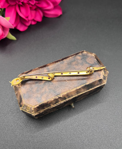 Antique 18ct Gold, Edwardian Ruby & Diamond Snake Brooch