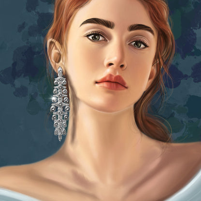 Old Mine Cut Diamond Chandelier Drop Earrings, 21.60 carats