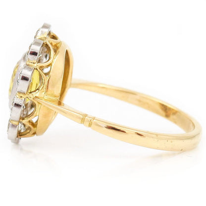 Yellow Sapphire and Diamond Floral Cluster Ring