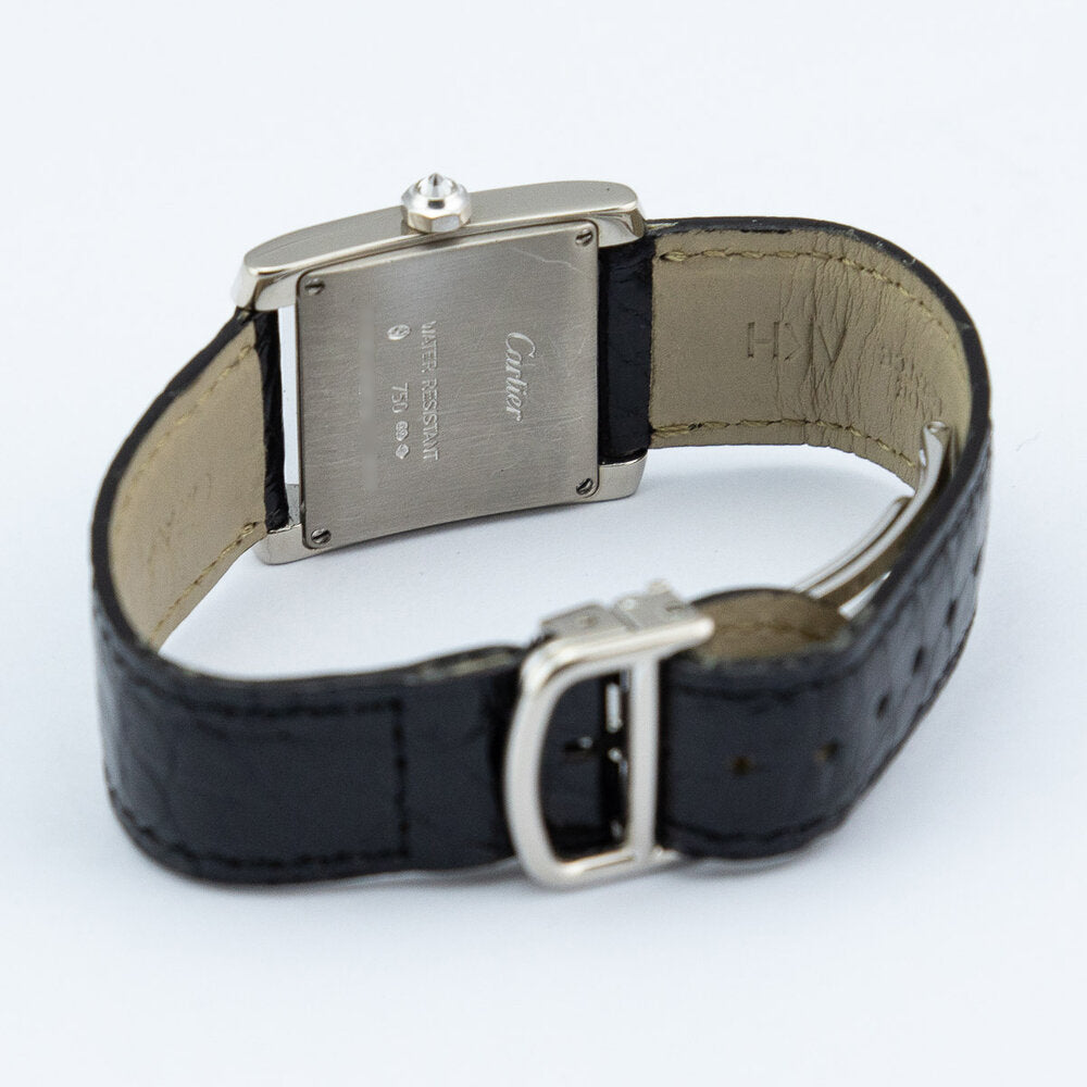 Vintage Cartier Tank Francaise 2404 18ct White Gold Factory Diamond Medium Model Watch with Box and Papers 2005