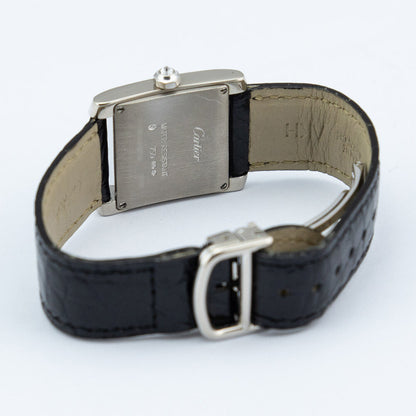 Vintage Cartier Tank Francaise 2404 18ct White Gold Factory Diamond Medium Model Watch with Box and Papers 2005