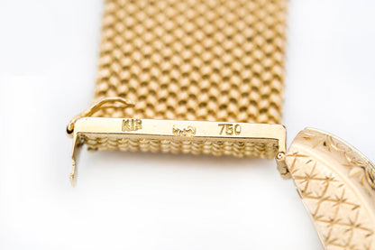 Vintage 18ct Yellow Gold Woven Bracelet, Diamond set Clasp, Circa 1970s