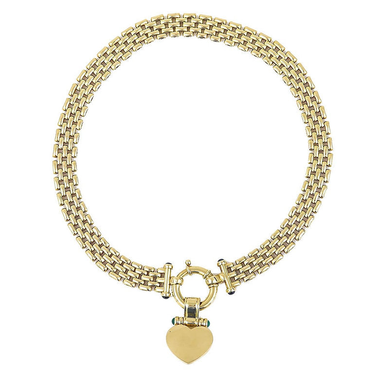 Reverse of Vintage 14ct Yellow Gold Collar Necklace with Heart Pendant