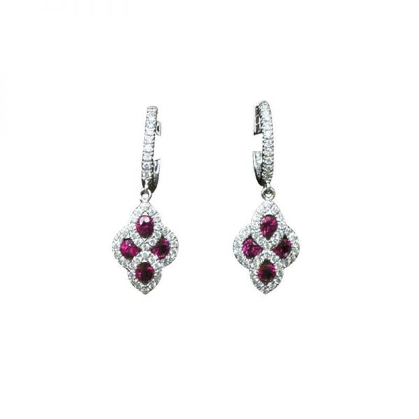 Ruby and Diamond Quatrefoil Earrings