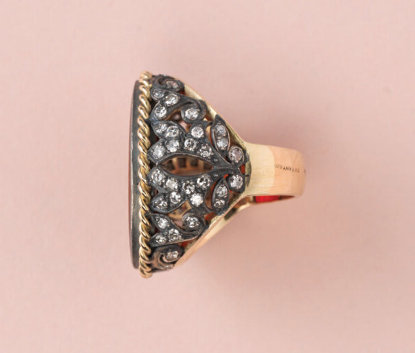 Vintage Tiffany and Co Diamond Set Intaglio Ring of Triton