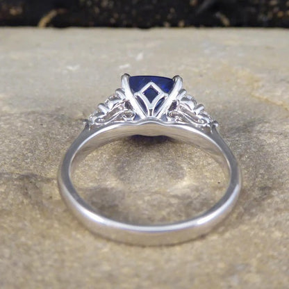 2.40ct Cushion Cut Tanzanite and Diamond Engagement Ring in Platinum