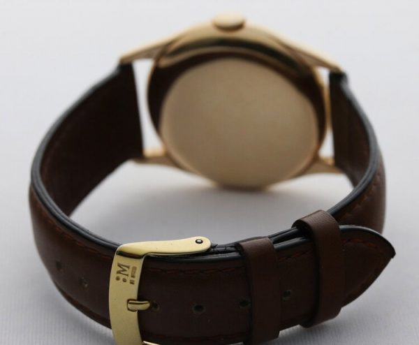 Vacheron Constantin Vintage 1950s Manual 18ct Rose Gold 35mm Gents Watch, on a brown leather strap