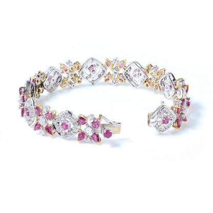 Vintage 3.52ct Thai Ruby and Diamond Bracelet, in 18ct yellow and white gold, Circa 1970s, with GCS certificate