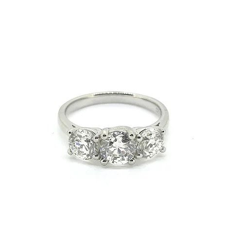 GIA Certified 2ct Diamond Three Stone Ring in Platinum