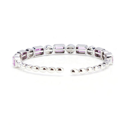 5.25ct Pink Sapphire and Diamond Bracelet 18ct White Gold