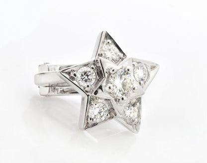 Chanel 0.80ct Diamond and 18ct White Gold Star Clip On Earrings, Boxed