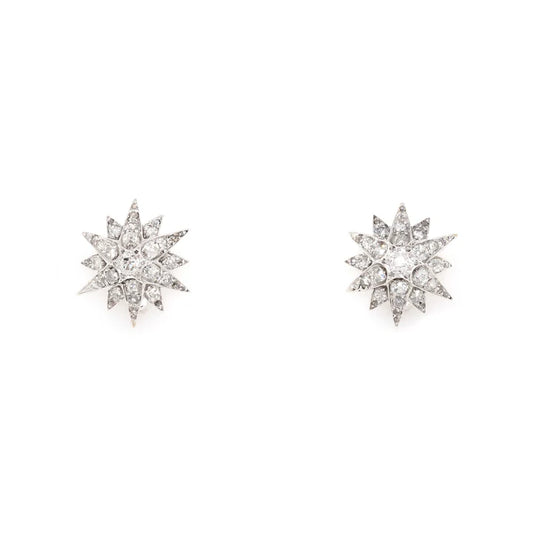 Victorian star diamond earrings set on silver and gold.