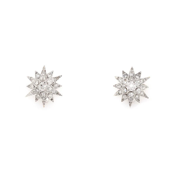 Victorian star diamond earrings set on silver and gold.