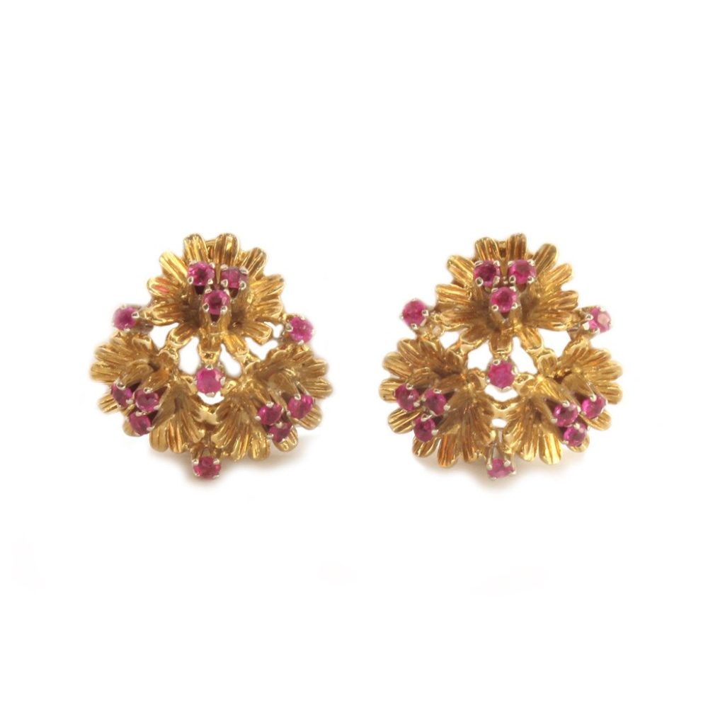 18ct Gold Ruby Clip Earrings