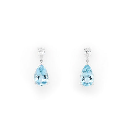 4.77 Carat Aquamarine And Diamond Drop Earrings In 18 Carat White Gold
