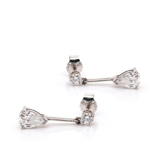 Diamond drop earrings in white gold.