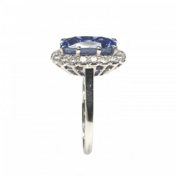 7.27ct Natural Sapphire and Diamond Cluster Ring in Platinum, Certified