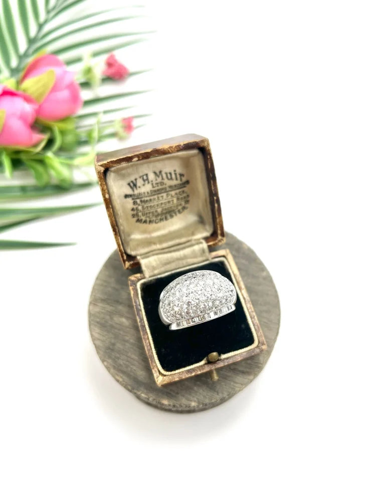 Vintage 6.5ct Diamond Dome Bombe Cocktail Ring