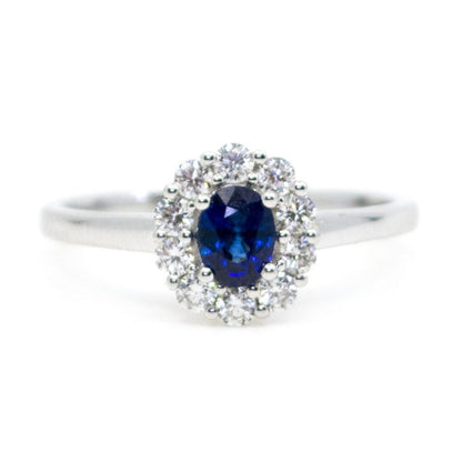 Edwardian Style Sapphire and Diamond Cluster Ring