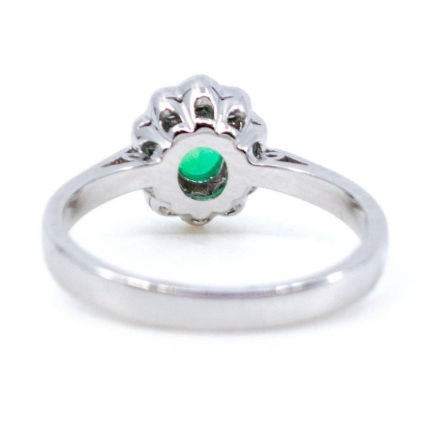 Victorian Style 0.42ct Emerald and Brilliant Cut Diamond Cluster Ring