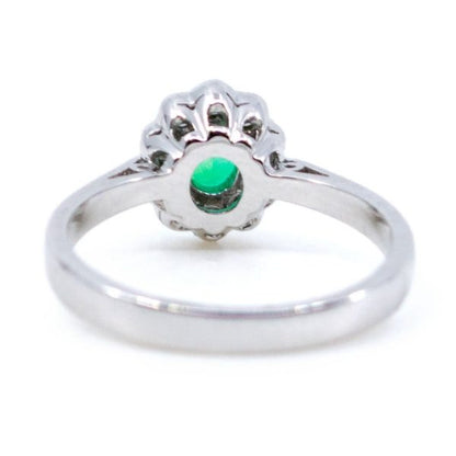 Victorian Style 0.42ct Emerald and Brilliant Cut Diamond Cluster Ring