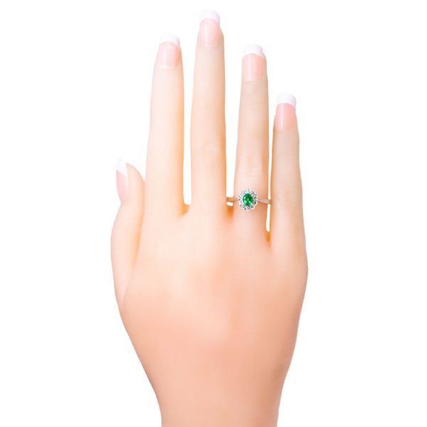 Victorian Style 0.42ct Emerald and Brilliant Cut Diamond Cluster Ring