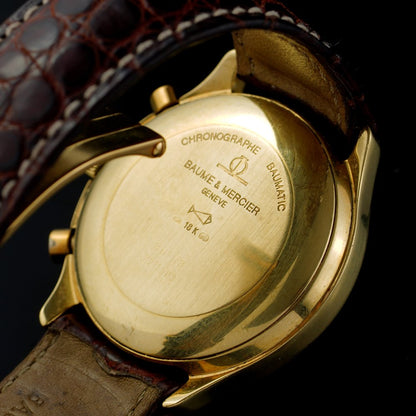 Vintage Baume and Mercier Baumatic 18ct Yellow Gold Chronograph Watch