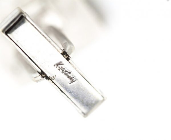 Vintage Kutchinsky Sapphire and 18ct White Gold Cufflinks, set with 0.70cts square-cut sapphires, Made in London 1965, Signed