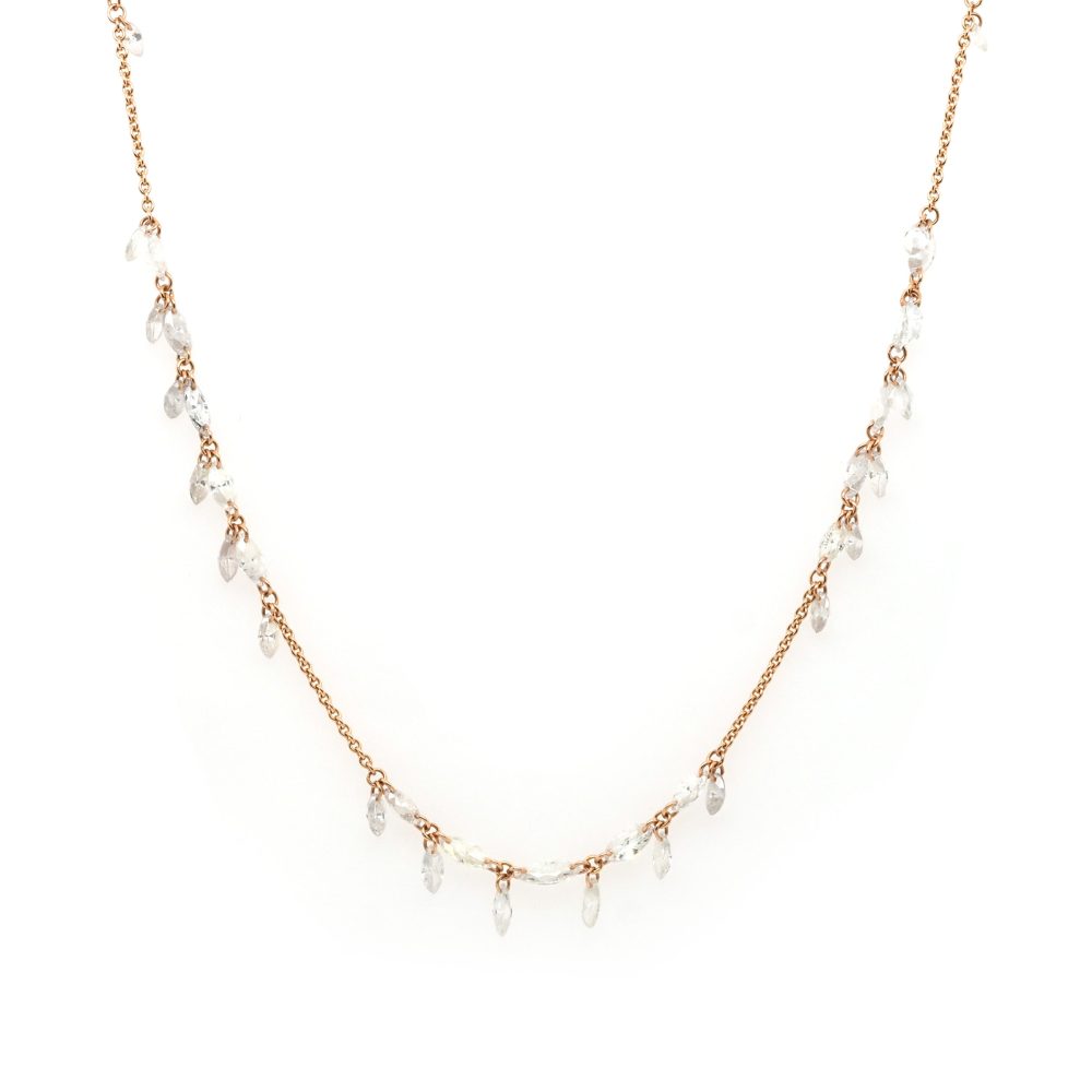 Diamond necklace in rose gold.