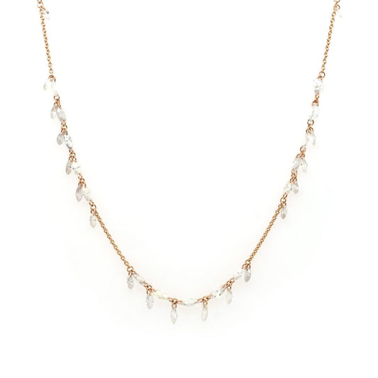 18 Carat Rose Gold Diamond-Set Fine Chain Necklace