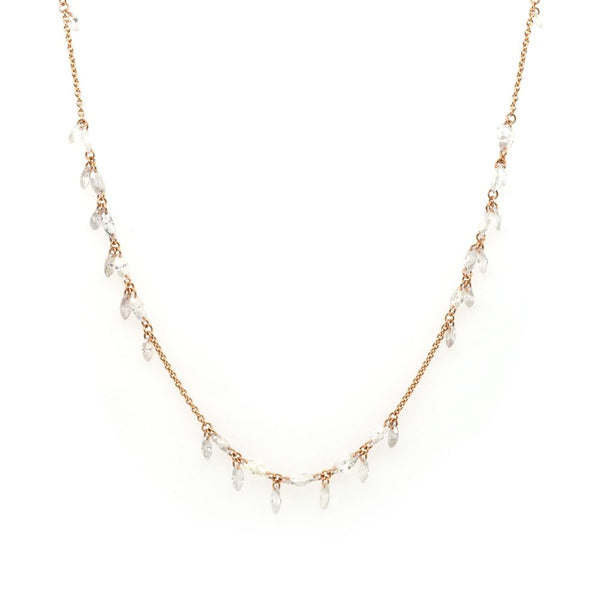 18 Carat Rose Gold Diamond-Set Fine Chain Necklace