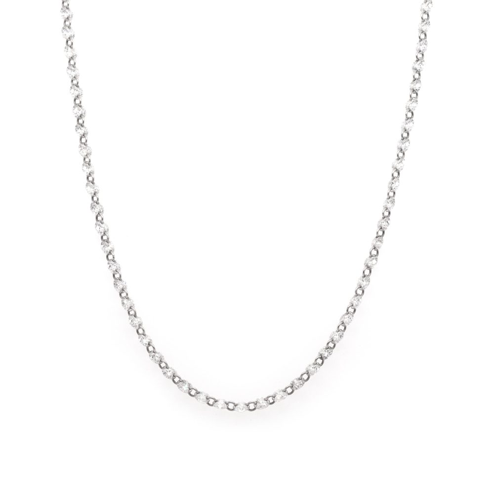 18 Carat White Gold And Diamond Fine Chain Necklace