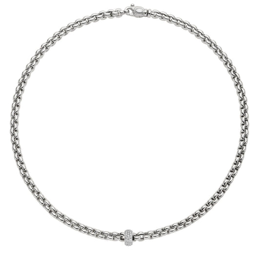 FOPE EKA 18 Carat White Gold Necklace With Diamond-Set Rondel
