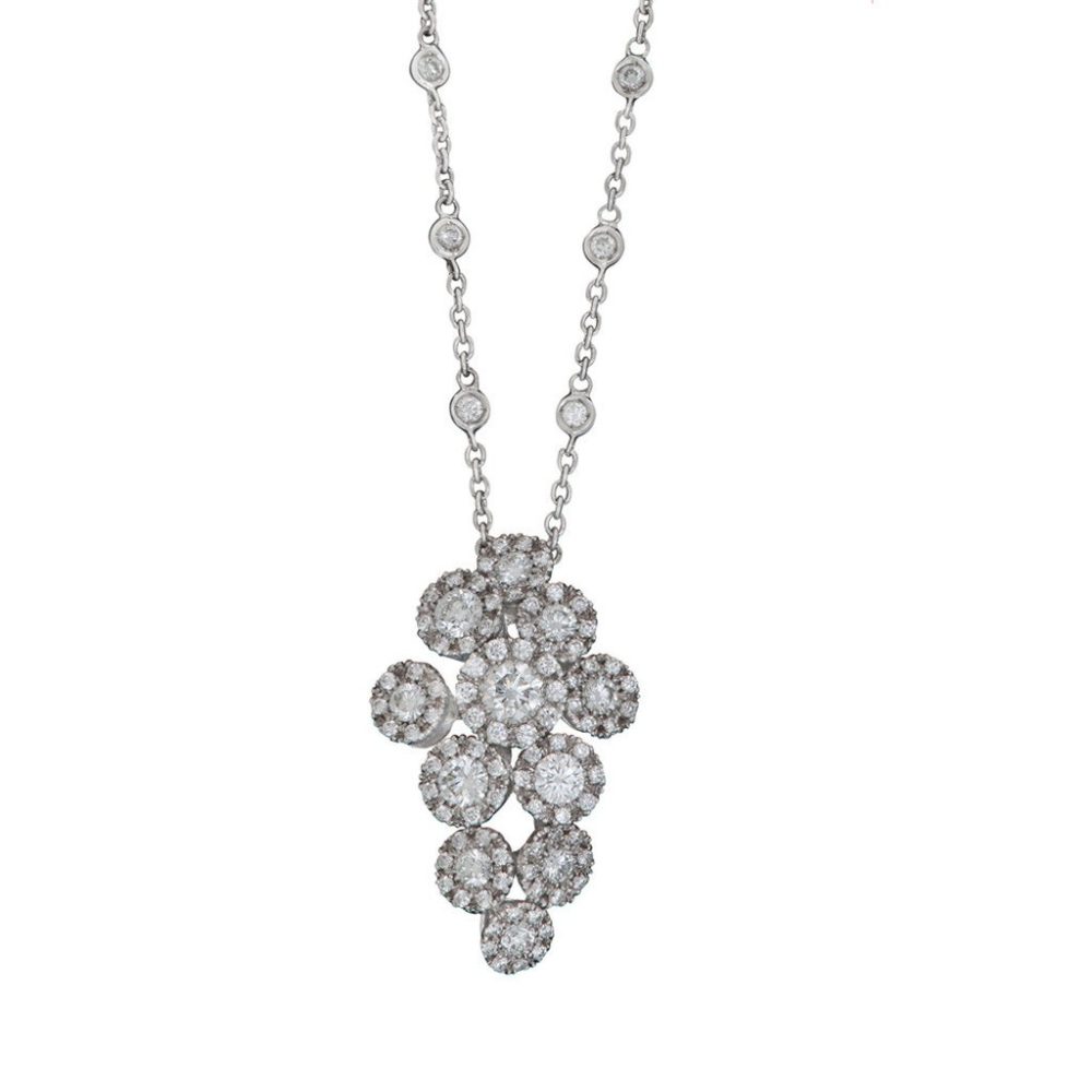 Favero 18ct White Gold & Diamond Cascade Cluster Pendant