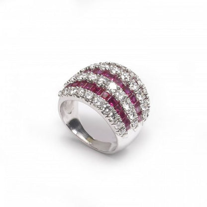 Contemporary Ruby and Diamond Bombe Cocktail Ring