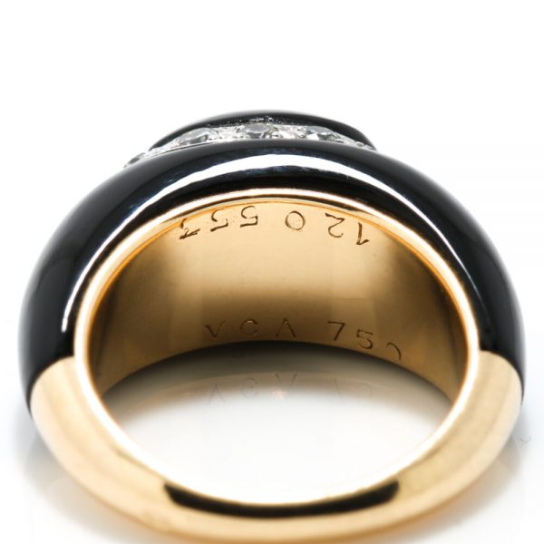 Van Cleef and Arpels Fidji Onyx and Diamond Ring, Boxed 1990s