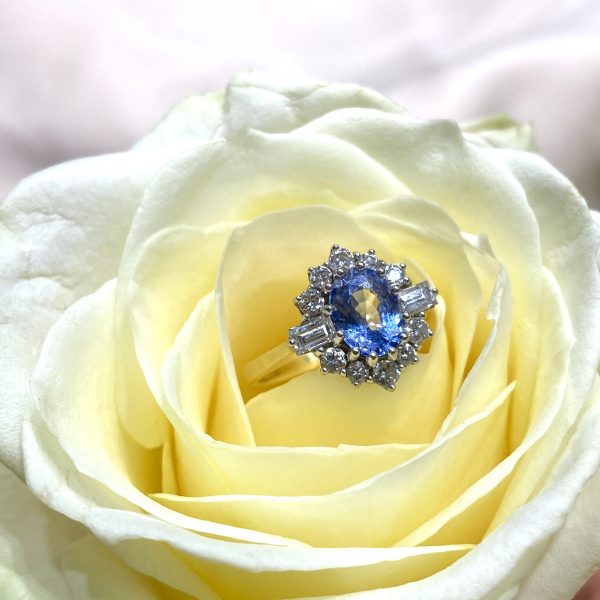 Vintage Sapphire and Diamond Cluster Ring