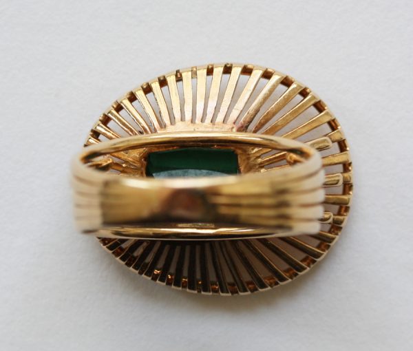 Vintage Emerald Cut Tourmaline and Gold Asymmetrical Ring