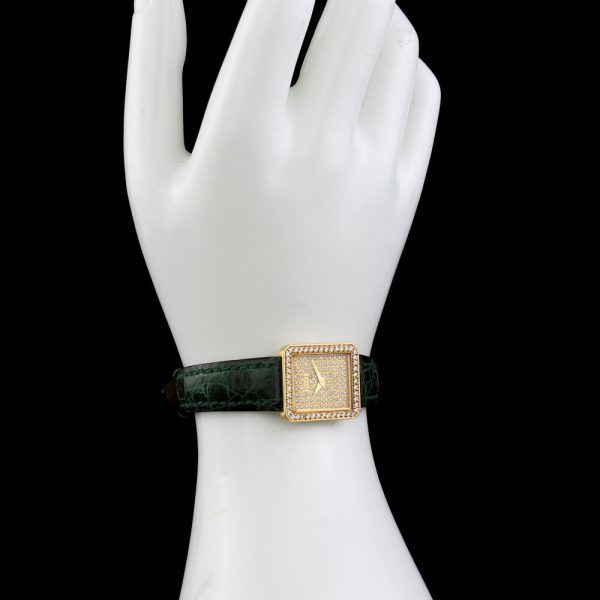 Piaget Ladies Custom Diamond Dial and Bezel 18ct Gold Manual 20" Watch; Model Number 41545, with original box and service document, Circa 1990s