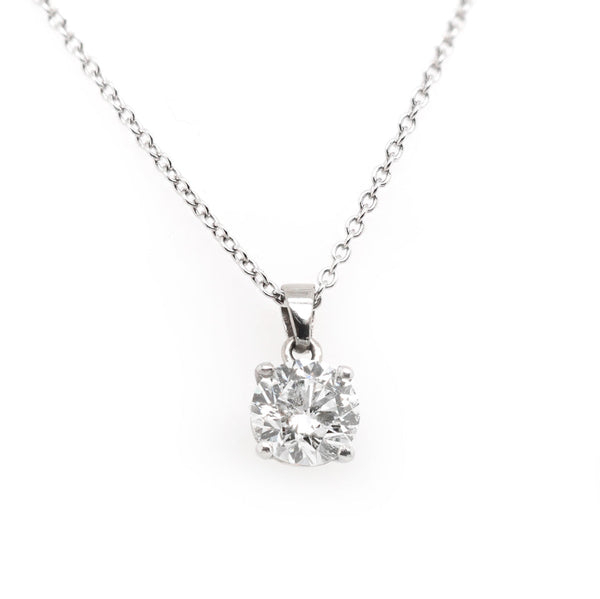 1.23 carat diamond pendant in white gold.